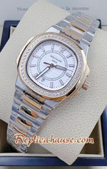 Patek Ladies Diamond 2K White Dial Circle 32mm Replica Watch 11