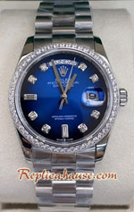 Rolex Day Date Blue Dial Diamond 36mm Replica Watch 12