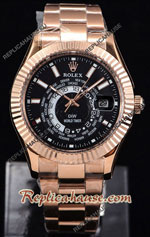 Rolex Sky Dweller Rose Black Dial Swiss Replica Watch 01