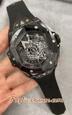 Hublot Big Bang Unico Sang Bleu Black Ceramic 45MM Swiss ZF Replica Watch 18