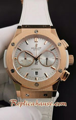 Hublot Classic Fusion Rose Gold Chronograph White Dial 45MM Swiss Replica Watch 04