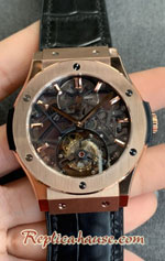 Hublot Classic Fusion Rose Gold Tourbillon Black Dial 45MM Swiss JB Replica Watch 13