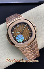 Patek Philippe Nautilus Rose Gold 5711 Rose Gold Dial Swiss PF Replica Watch 02