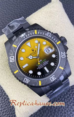 Rolex Submariner DiW Special DLC Coating Carbon Bezel Yellow Dial 40mm Swiss 3235 VSF Replica Watch 03