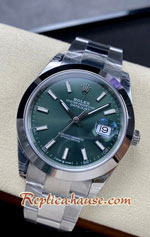 Rolex Datejust 41mm Green Dial Smooth-Edges VSF Swiss Replica Watch 05
