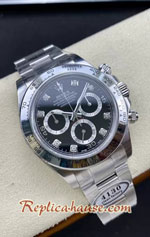 Rolex Daytona Black Dial Diamond Swiss Clean Replica Watch 30