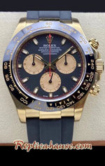 Rolex Daytona Gold Black Dial Gold Chronograph Rubble Swiss Clean Replica Watch 10