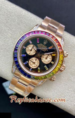 Rolex Daytona Everose Rose Gold RBOW Black Dial Swiss IPK Replica Watch 11