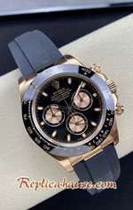 Rolex Daytona Rose Gold Black Dial Rubble Swiss Clean Replica Watch 05