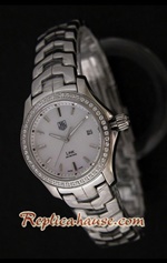 Tag Heuer Link Diamond Mother of Pearl White Dial Ladies 26mm Swiss Replica Watch 10